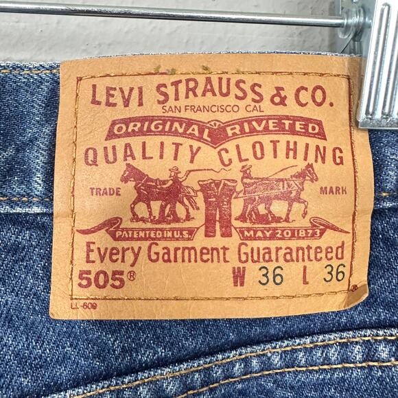 VTG Levis 505 Jeans Mens 36x36 Blue Dark Wash Regular Fit Denim Y2K Western - Picture 9 of 9